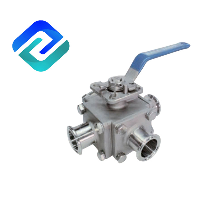 4 WAY Stainless Steel Sanitary Mounting Pad Full Port Ball Valve