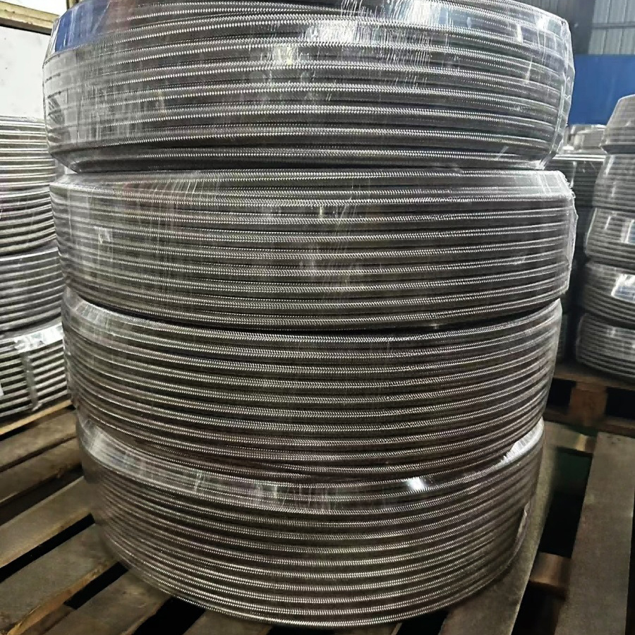 Tubo recto de teflón trenzado de acero inoxidable