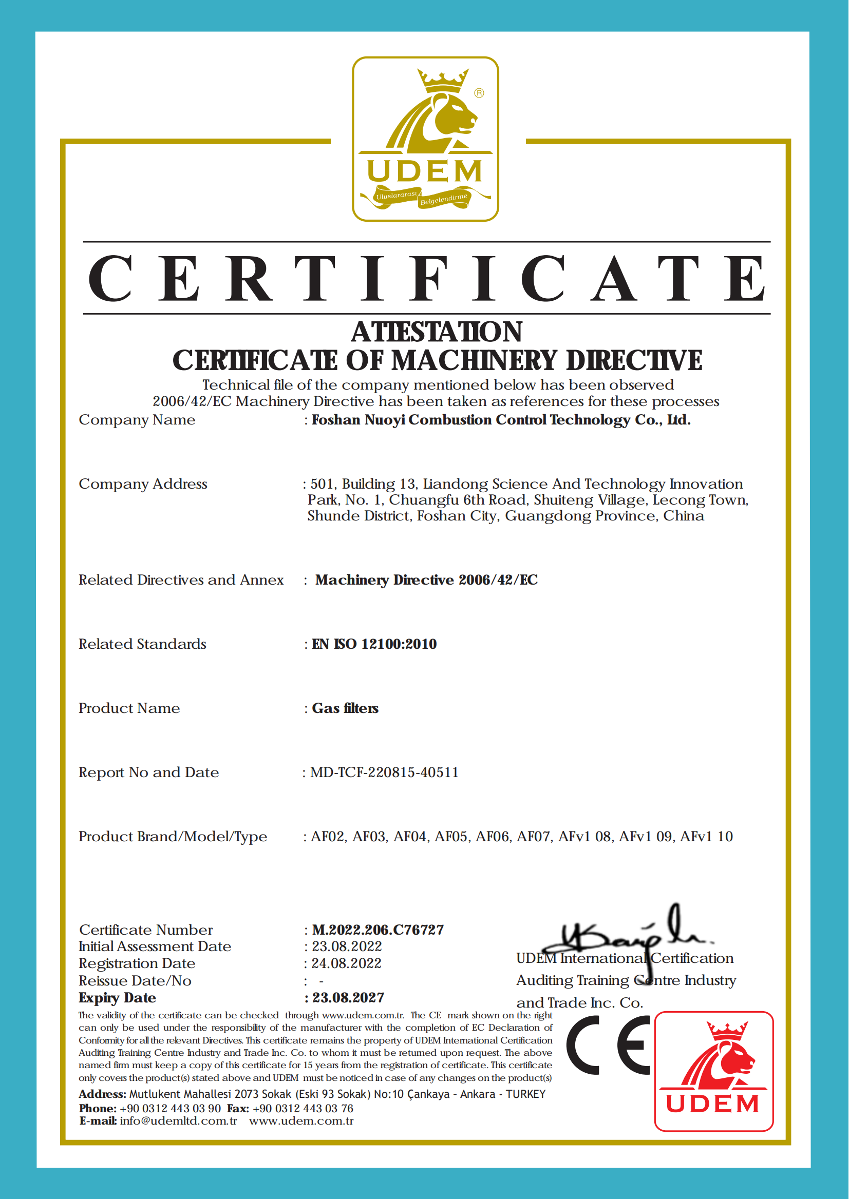 CERTIFICATE 1