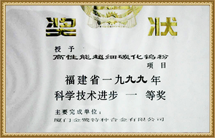 The First Prize of Science Progress Award of Fujian Province in 1999