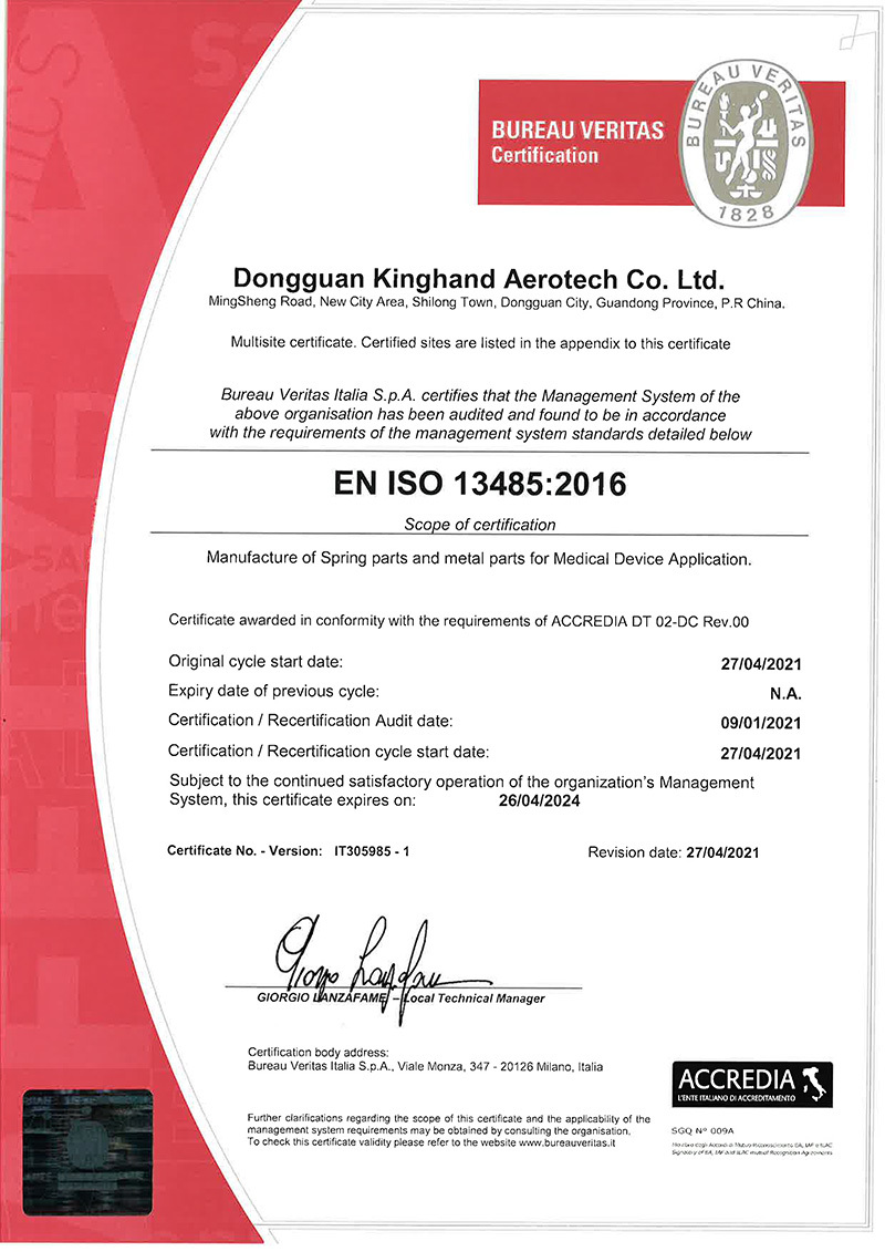 EN ISO 13485 No. IT305985 Rev. 1