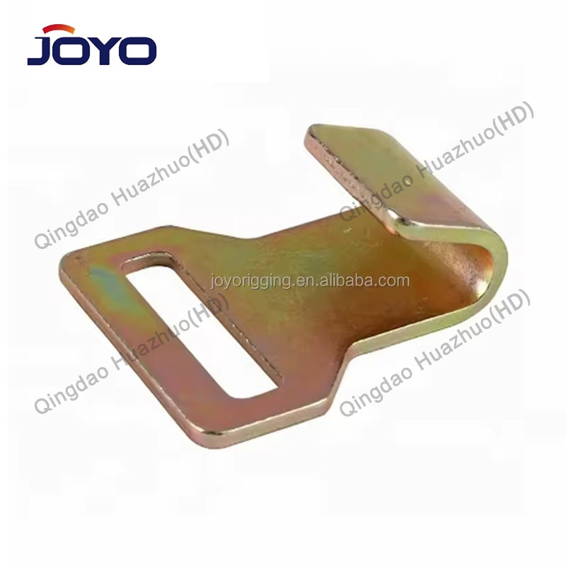 Yellow galvanized J type cargo lashing end fitting flat hook