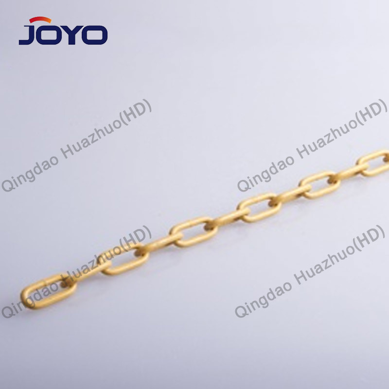 DIN5685C yellow  electrophoretic painted finish  welded  steel long link chain