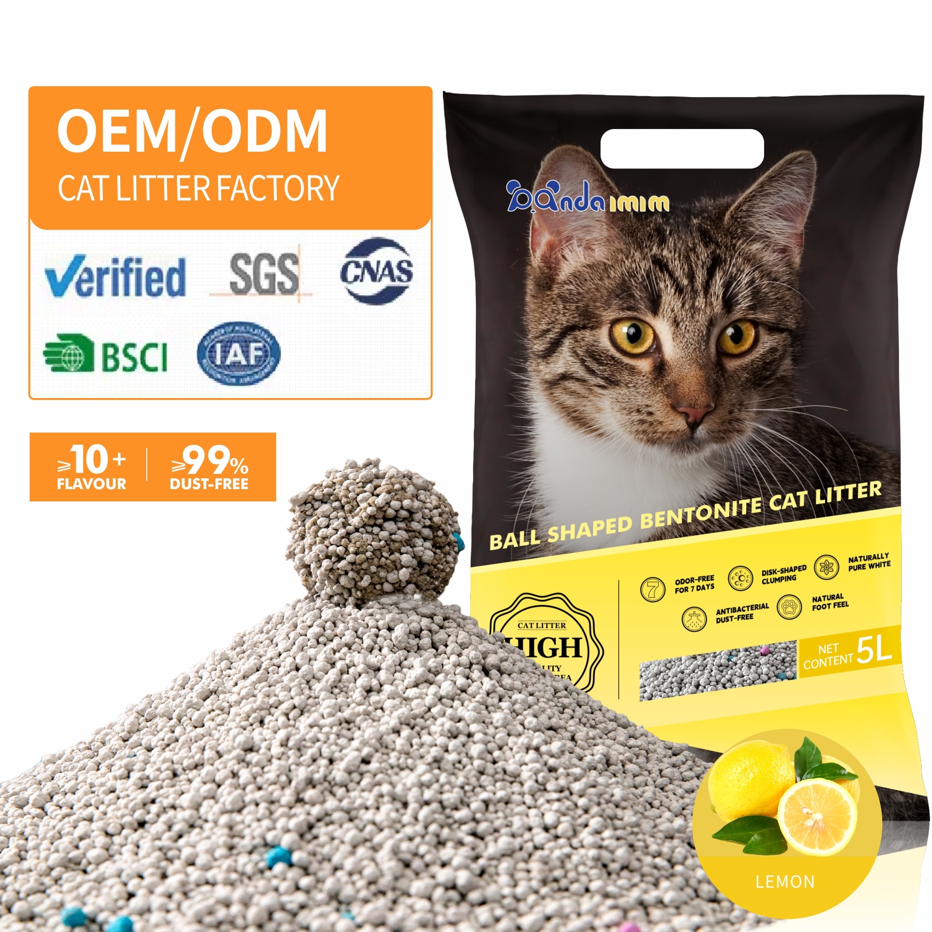 OEM Premium Cat Litter Manufacturer Bentonite Ball Shaped Cat Litter Suppliers