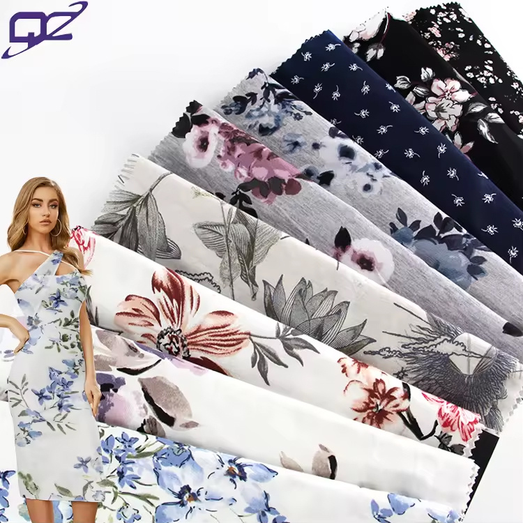 Shaoxing Factory OEM Accepted Lightweight Good Stretch Breathable Knit Jersey Disperse Print Viscose Rayon Fabric
