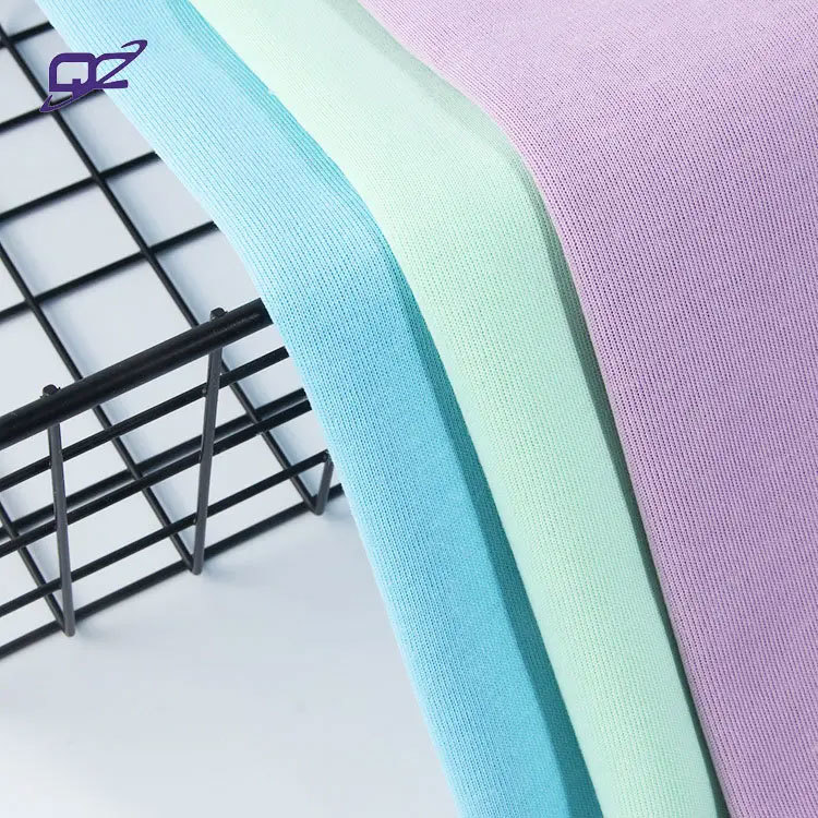 Daily casual wear round neck shirt eco-friendly 40 recycled polyester 60 cotton CVC knit single jersey fabric