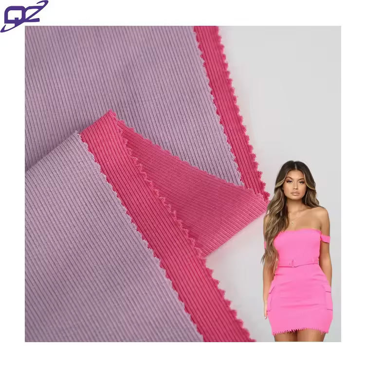 Soft felt skin-friendly organic modal cotton spandex 2x2 stretch rib fabric for sexy casual dress