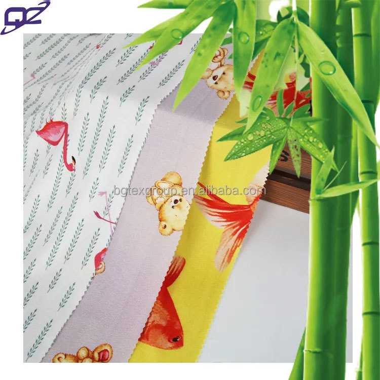 Wholesale organic breathable anti bacteria soft feeling baby SPANDEX jersey bamboo fabric custom printing for shirts dress