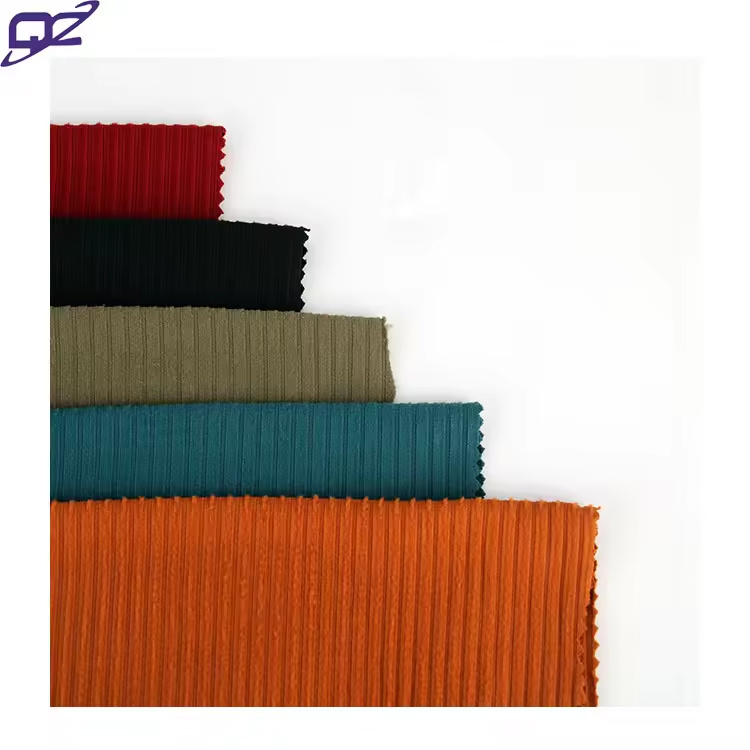 New Medium Weight Plain Dye Polyester Spandex Soft Breathable High Stretch 6*3 Wide Drop Needle Rib Fabric For Cuff