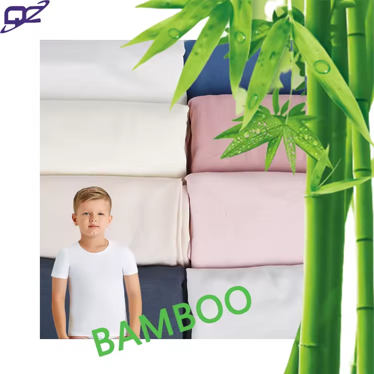Wholesale custom color organic fiber knitted breathable eco-friendly interlock bamboo fabric underwear kids clothes