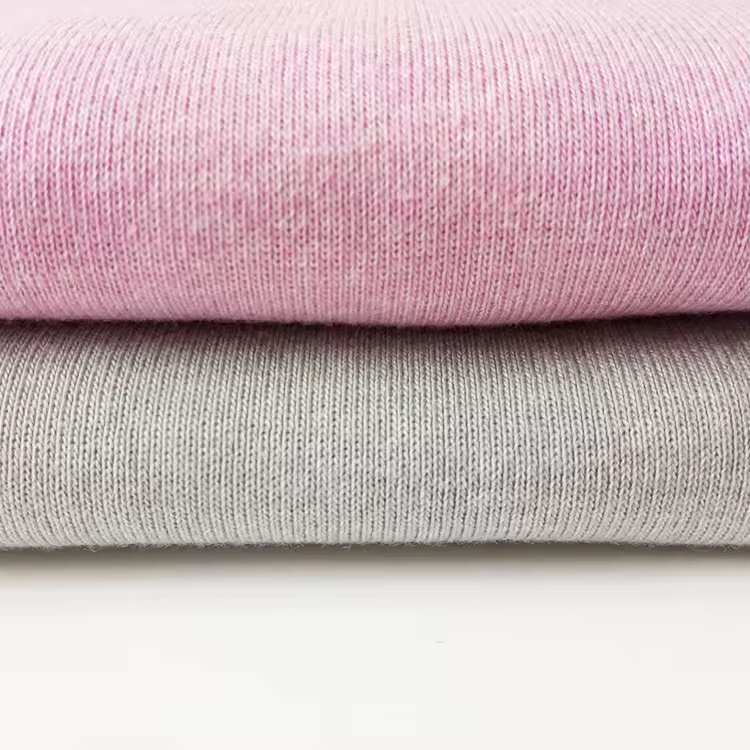 Make-to-Order Plain Dye Soft Anti-Bacteria Skin Friendly Cotton Polyester Blend Solid 1*1 Rib Fabric For Cuff