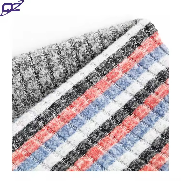 Immediate Response Yarn Dye Colorful Stripe Soft Brushed High Stretch Anti-Static Hacci Sweater Knit Rib Fabric