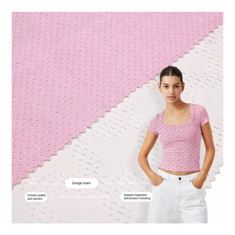 High Quality 100% Polyester Breathable Striped Knitted Air Mesh Bird Eye Fabric Perforated Mesh Sport Fabric