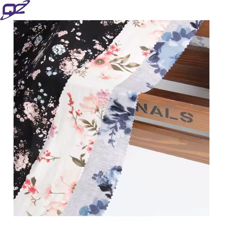 Super soft no moq breathable anti bacteria 4 way stretch jersey knit printed rayon spandex fabric for dress swimwear