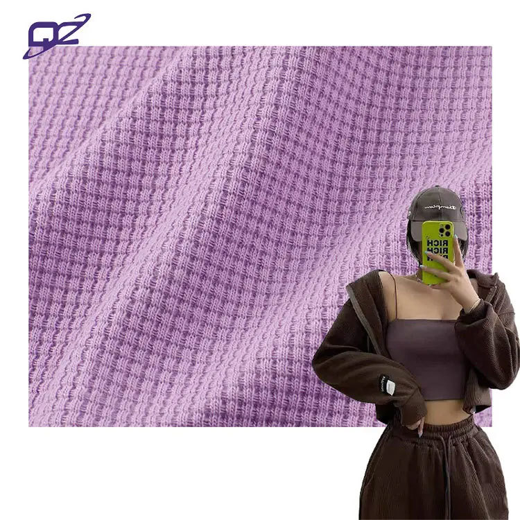 New design 21s 260g 65 cotton 35 polyester knitted homewear sweatshirt cloth cross waffle fabric