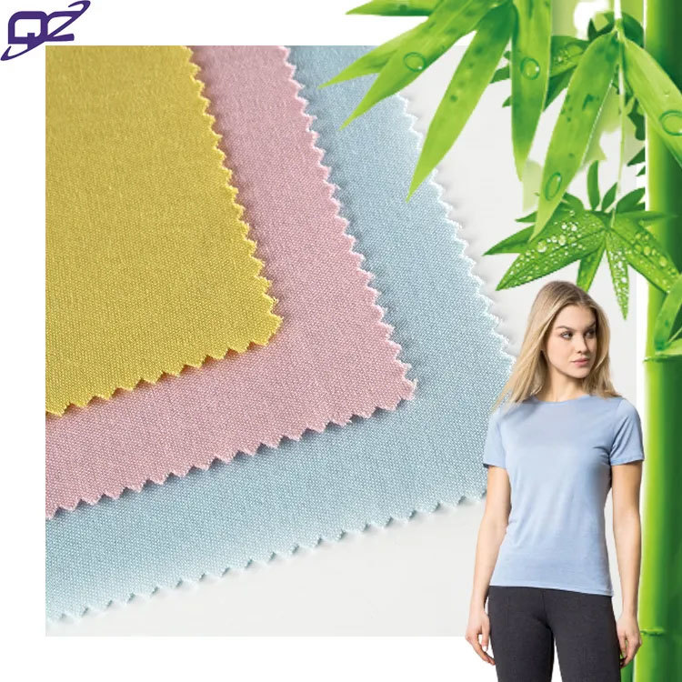 Wicking Breathable anti bacterial anti odor 100 bamboo viscose interlock knitted fabric for kids wear