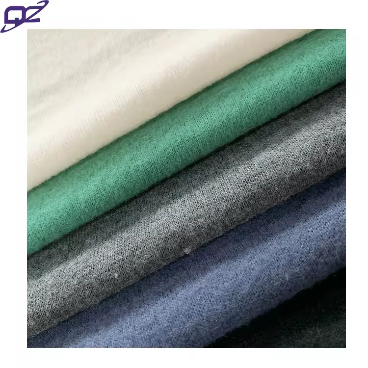 China supplier brushed stretch polyester spandex hacci fleece knit fabric for tops women fashion dress