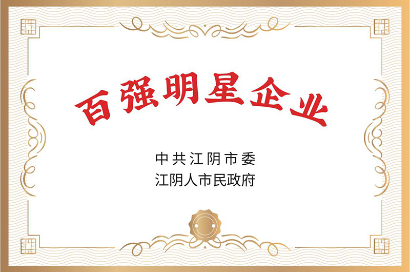 One of the Top 100 Star Enterprises in Jiangyin City