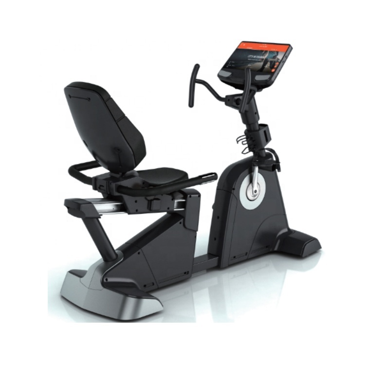 Touch screen recumbent bike (self-generating system)