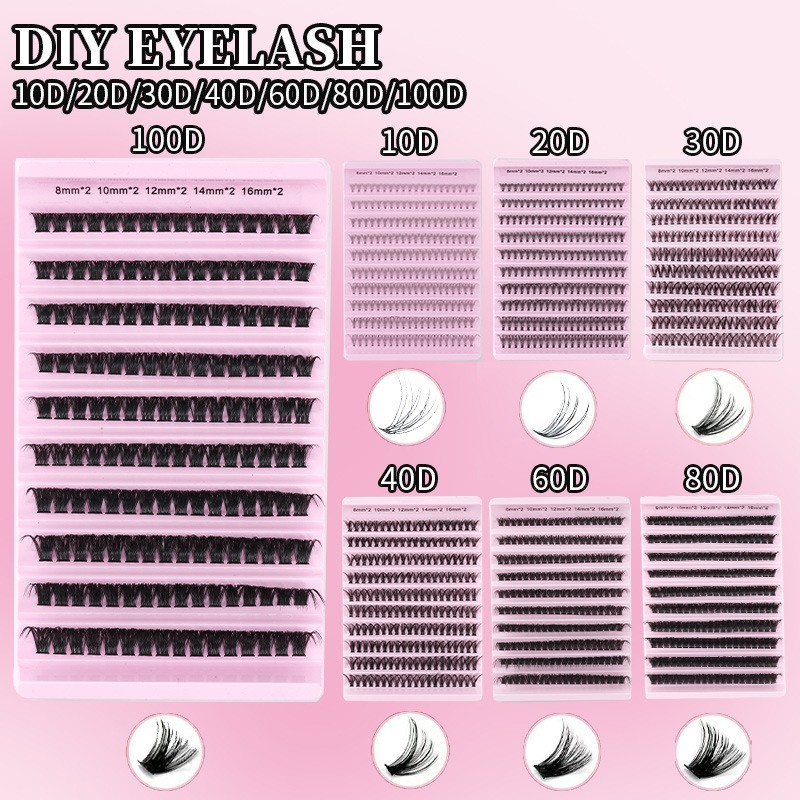 DIY cluster eyelash 10 rows
