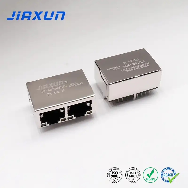 1×2 千兆RJ45网络连接器带变压器 带灯不带弹片 开口朝下