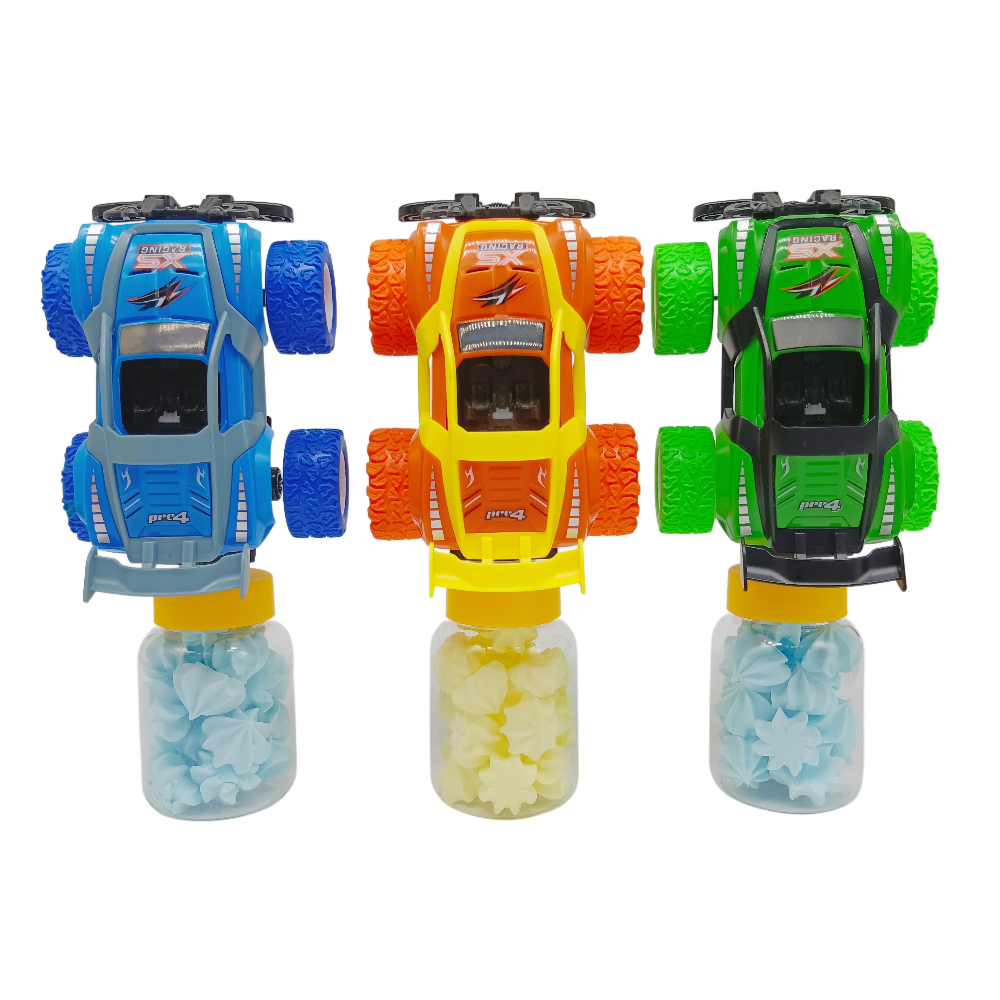 Traction drive car with meringue candy, SUV with candy