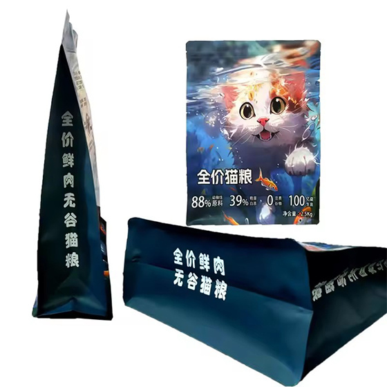 Eight-sided sealed cat food zipper bag