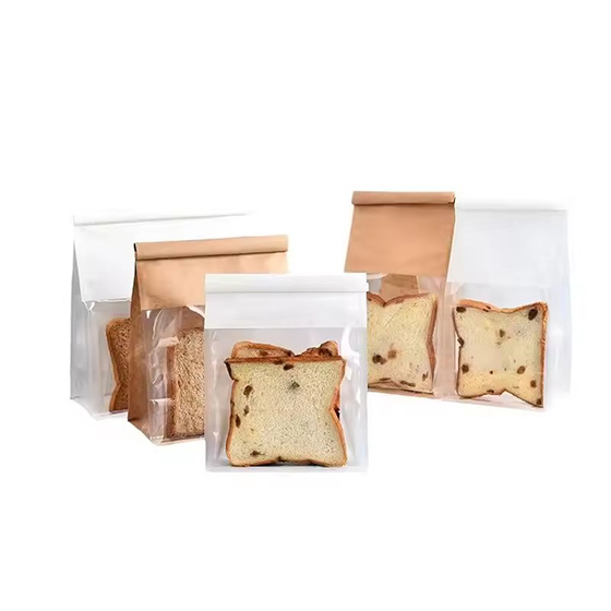 Hot Sale Various Sizes Kraft Paper Bread Bag for Food with Gravure Printing Surface Handling