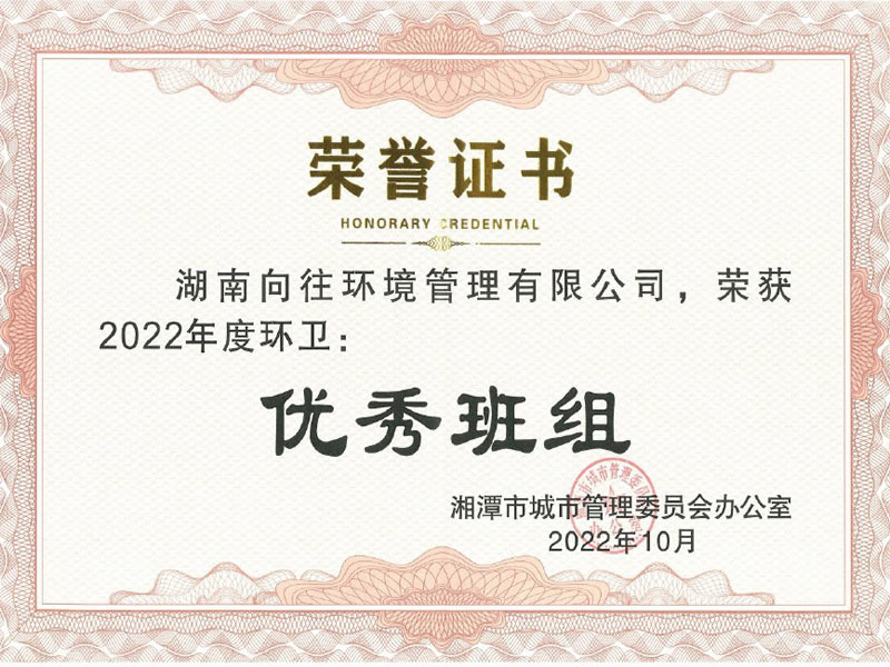 2022年度環(huán)衛(wèi)優(yōu)秀班組