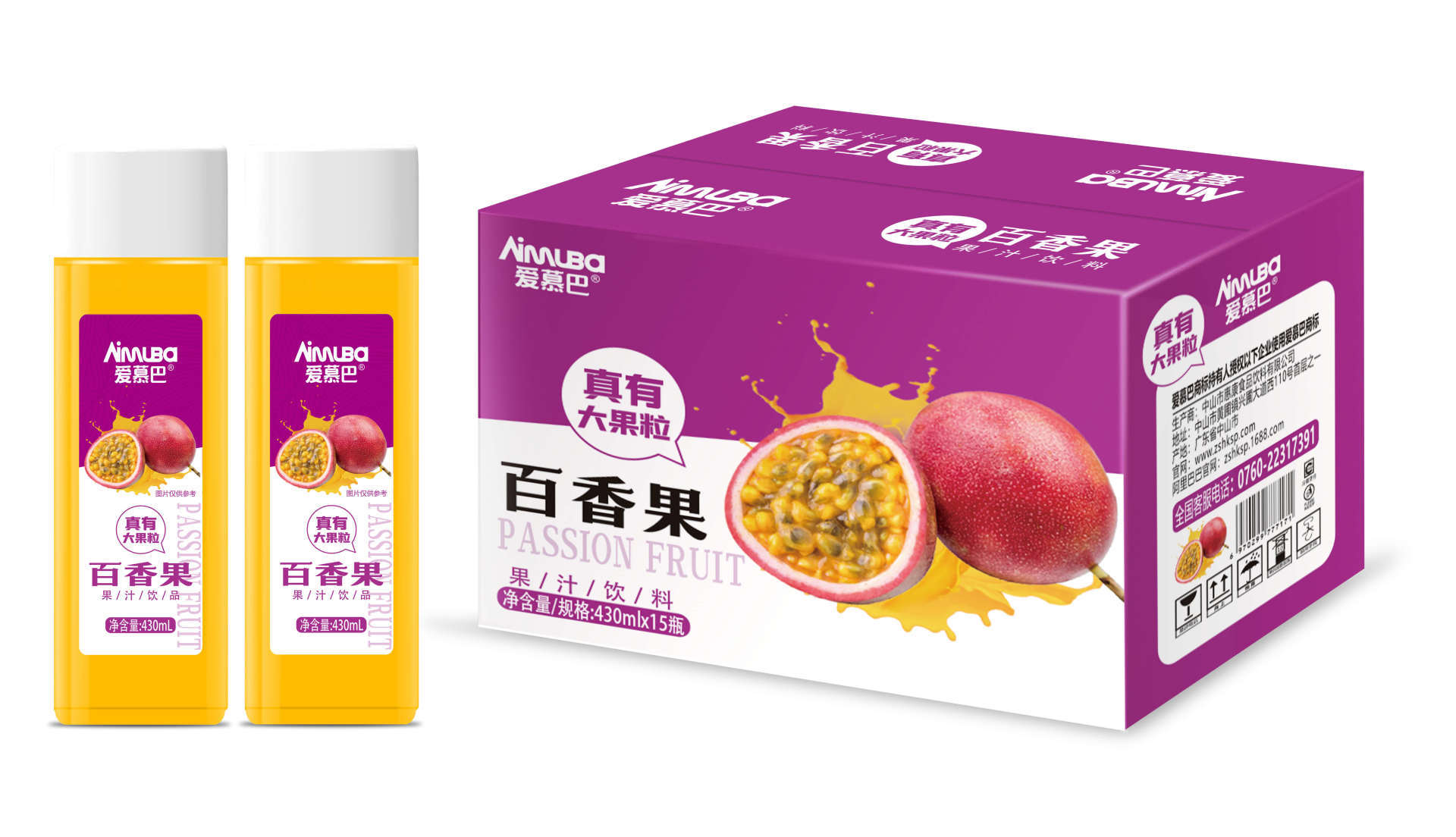 爱慕巴益生菌百香果果汁-430ml
