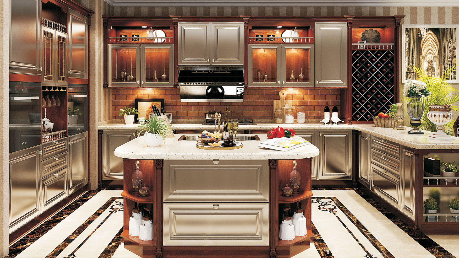 Customized stainless steel kitchen cabinet
