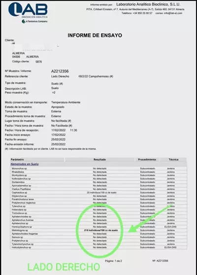 Nematode 218 ind /100 cc after Nema Pro treated 30 days later