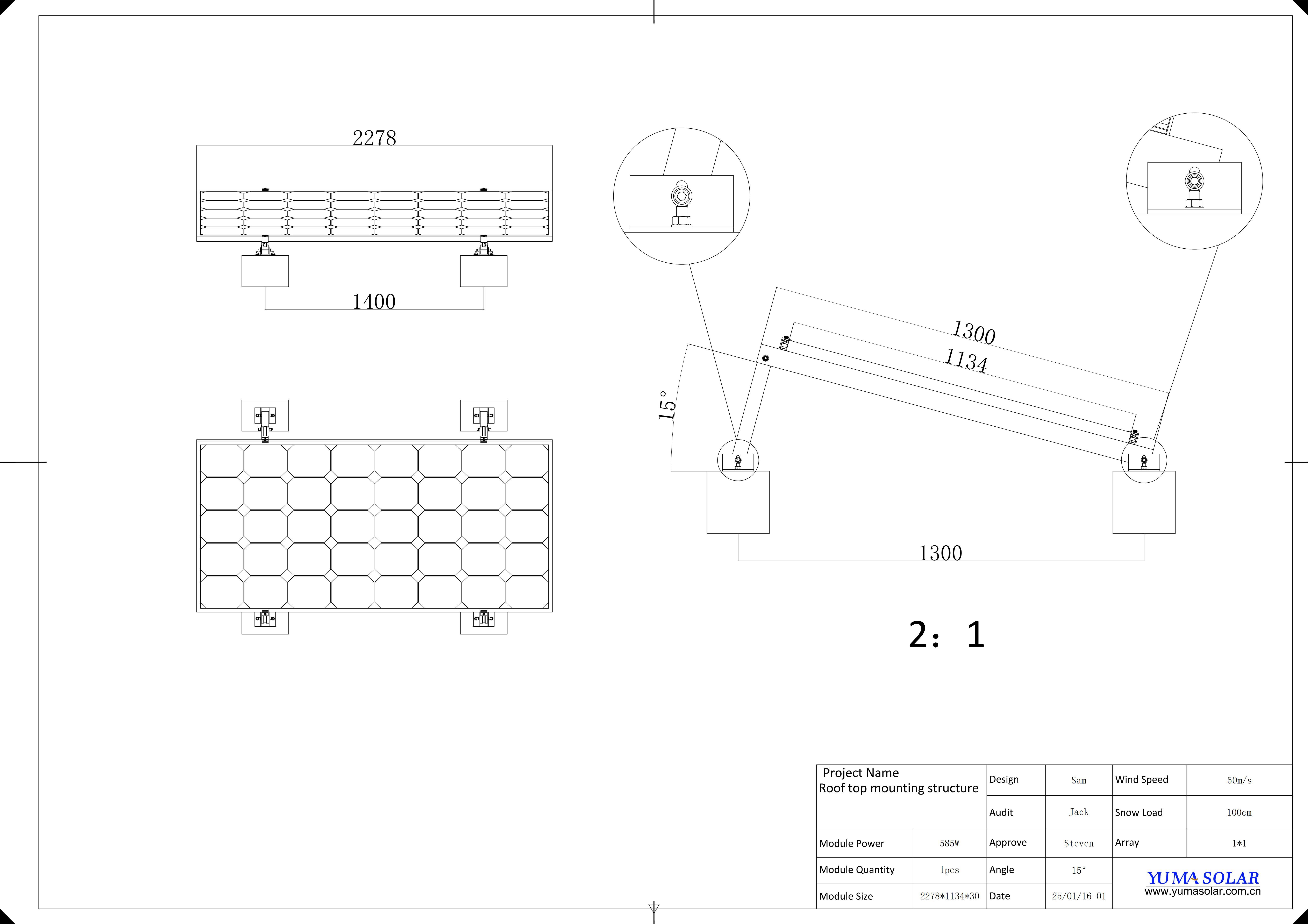 Tripod on flat roof witout rail