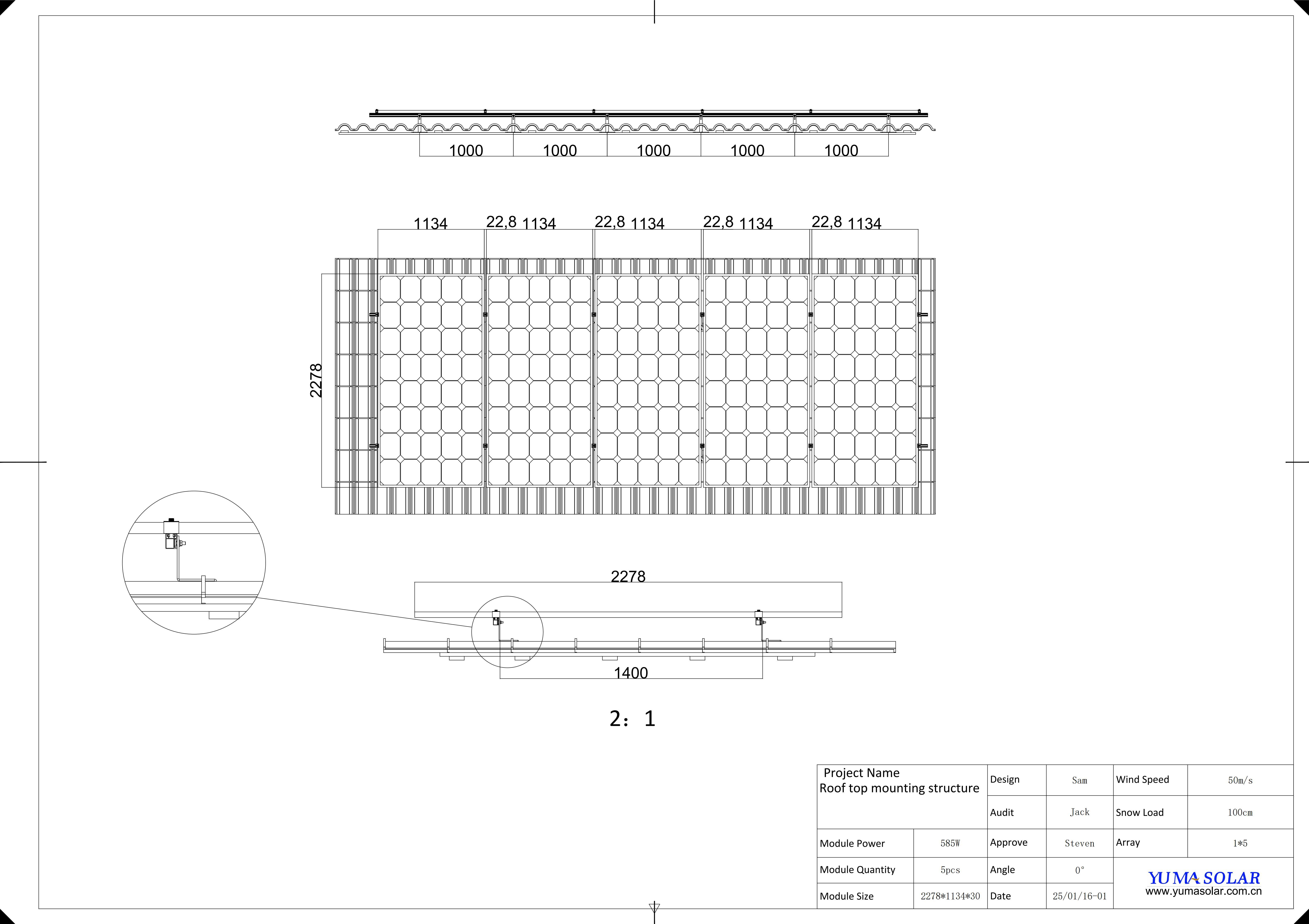 Glazed tile roof top structure with Euro clamp
