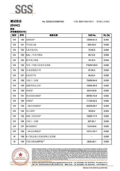 SGS检测报告 （SVHC）