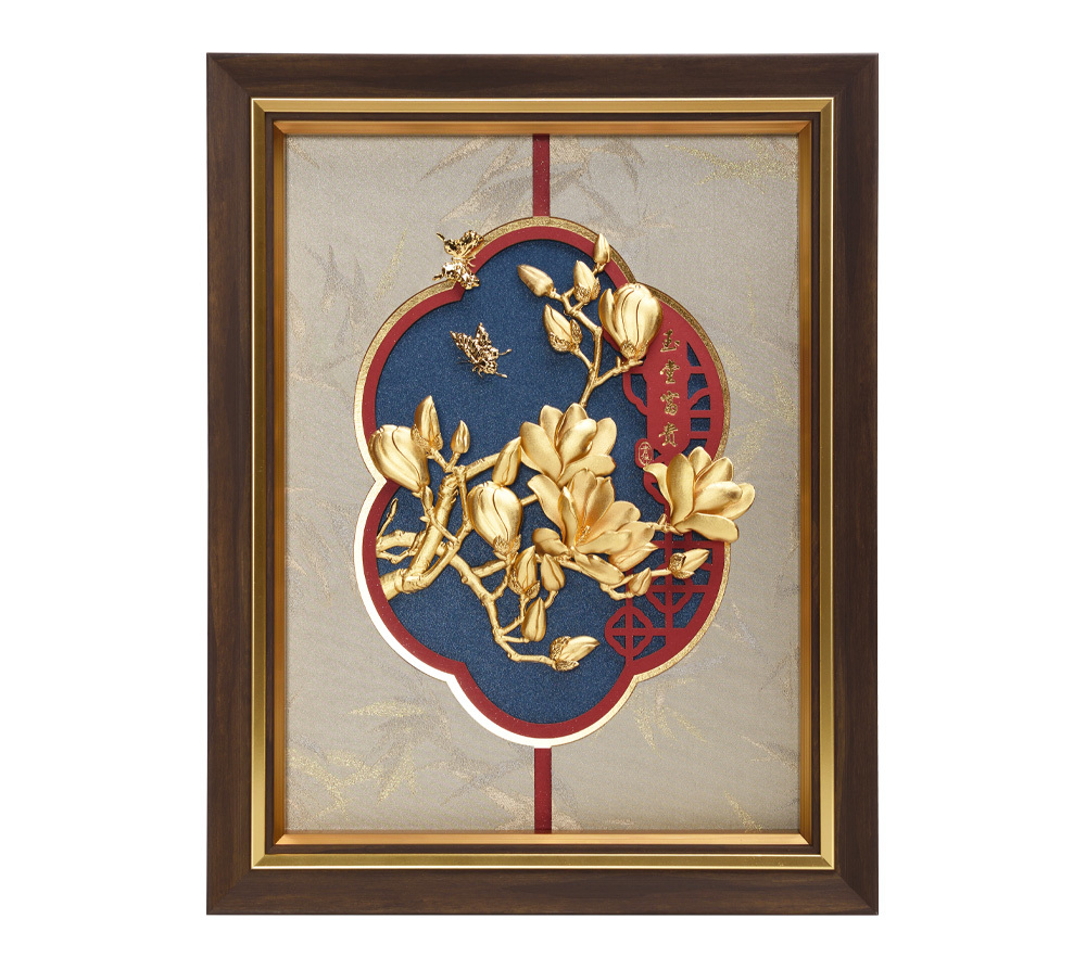 Magnolia - three-dimensional gold foil painting