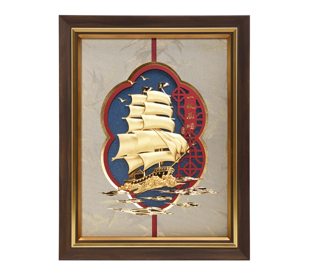 Sailboat - three-dimensional gold foil painting