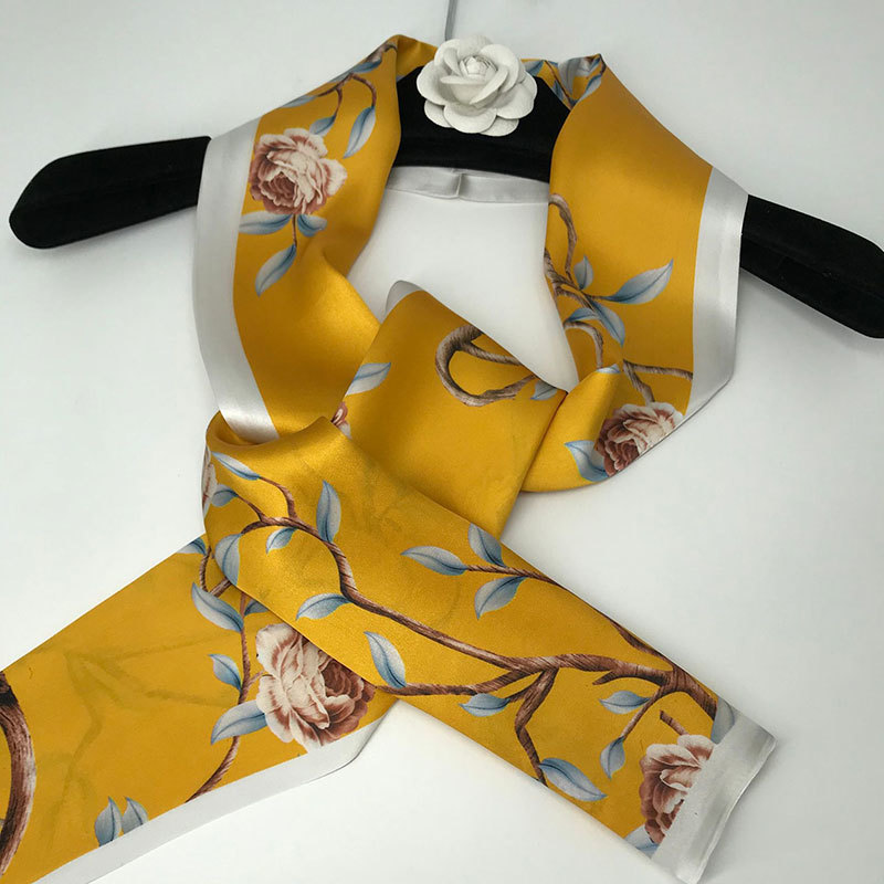 Hangzhou Silk Scarf Women's Fashion Silk Scarf Double layered Printed Professional Decorative Tie Autumn and Winter Warm Scarf