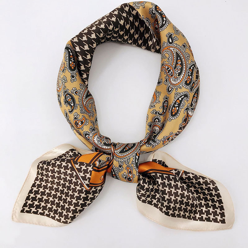 Elegant French Silk Scarf 2023 New Small Square Scarf Binding Packaging Decoration Scarf Autumn and Winter Short Warm Scarf for Women