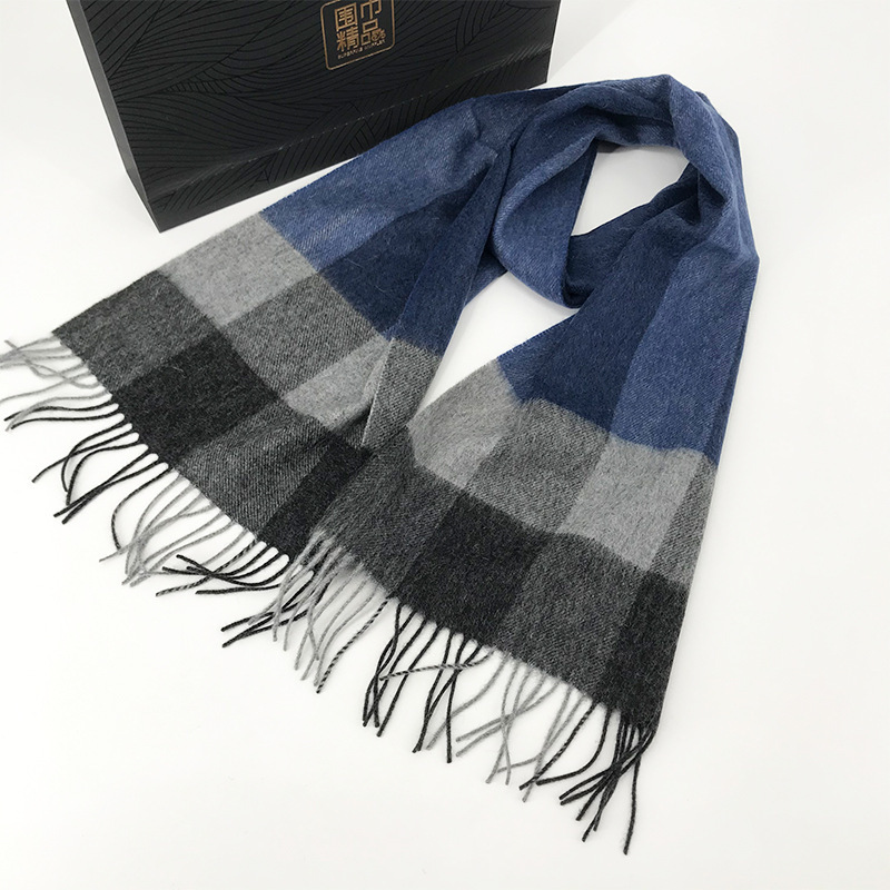 New plaid wool scarf for women in autumn and winter, high-end and fashionable couple, thickened and warm tassel long scarf wholesale