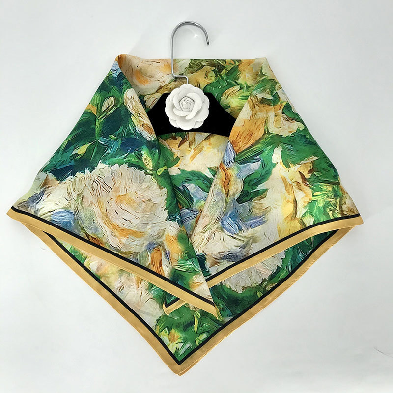 Simple printed silk scarves, mulberry silk, versatile hair binding satin square scarves, elegant autumn and winter warm scarves and shawls