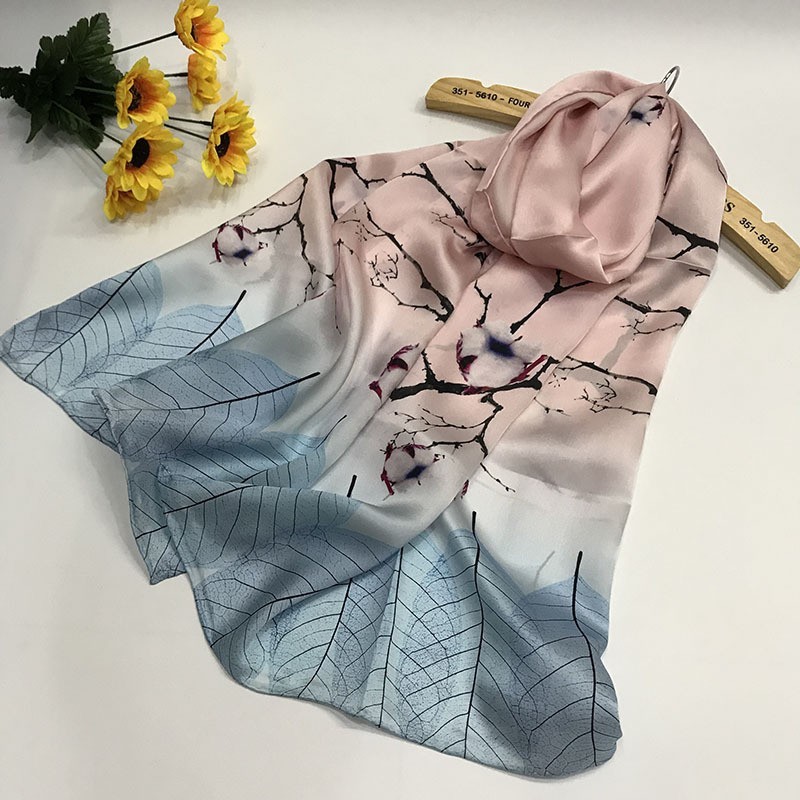 Silk Scarf Chinese Style Mulberry Silk Vintage Scarf Fashion Versatile Autumn/Winter Warm Long Scarf Shawl