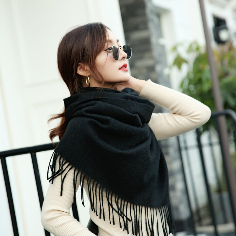 Autumn and Winter New Lamb Wool Scarf Women's Tassel Thickened and Warm Long Neck Versatile Fashion High end Shawl Customization