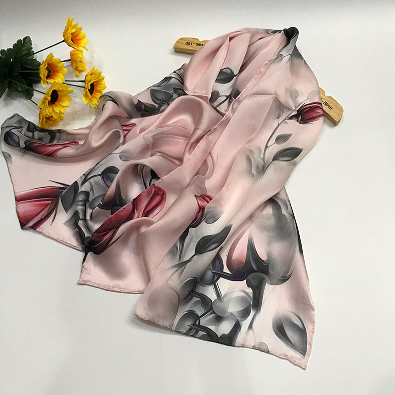 New Chinese style silk scarf, mulberry silk, Hangzhou satin warm shawl, printed long autumn and winter versatile scarf