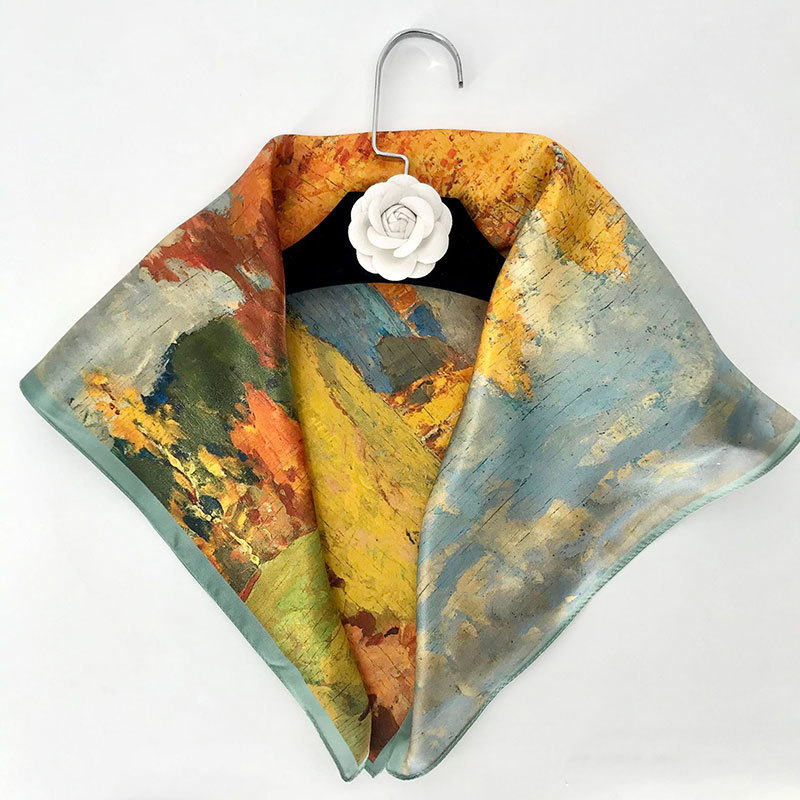 Simplicity, warmth, fashion, small square scarves, Hangzhou silk scarves, printed high-end and versatile shawls, wholesale for women's manufacturers