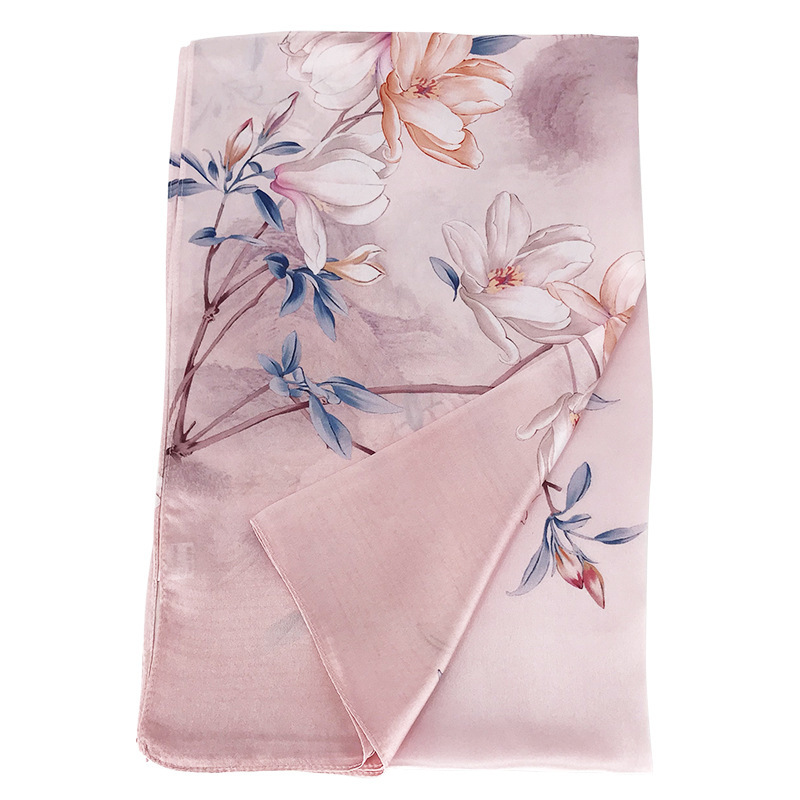 Silk Scarf, Mulberry Silk, Pure Silk, High Quality Flower Silk, Chinese Style Gift for Elderly Mom's Printed Scarf, Birthday Gift