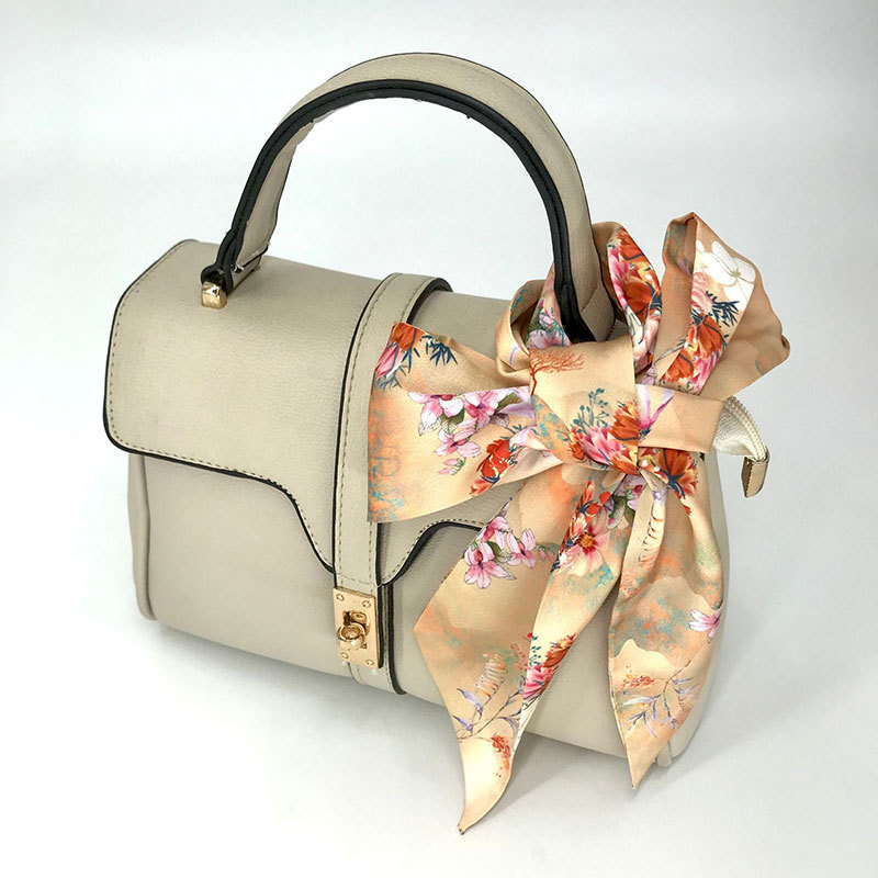 Cross border long printed hair tied with ribbons, high-end and fashionable winter decorative bags, mulberry silk long strip scarves and scarves