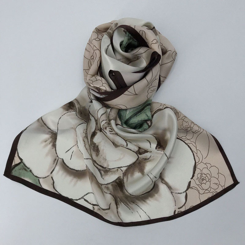 Customized Spring and Autumn New Printed Silk Scarves by Manufacturers, Fashionable Medium length Mulberry Silk Scarves, Warm Shawl, Large Square Scarves