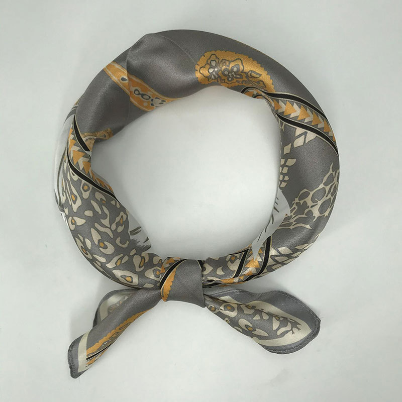 High end silk scarf French silk scarf for women with tied hair for autumn and winter warmth, versatile fashionable and stylish printed small square scarf
