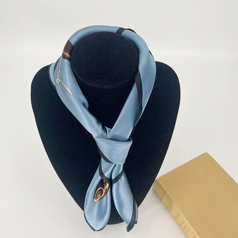 Hangzhou Silk Scarf, Mulberry Silk Fashion Double sided Printed Square Scarf, Women's Elegant French Scarf, Autumn and Winter Warm Scarf